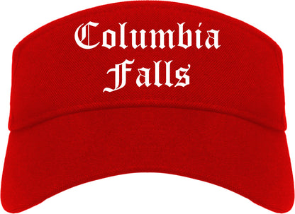 Columbia Falls Montana MT Old English Mens Visor Cap Hat Red
