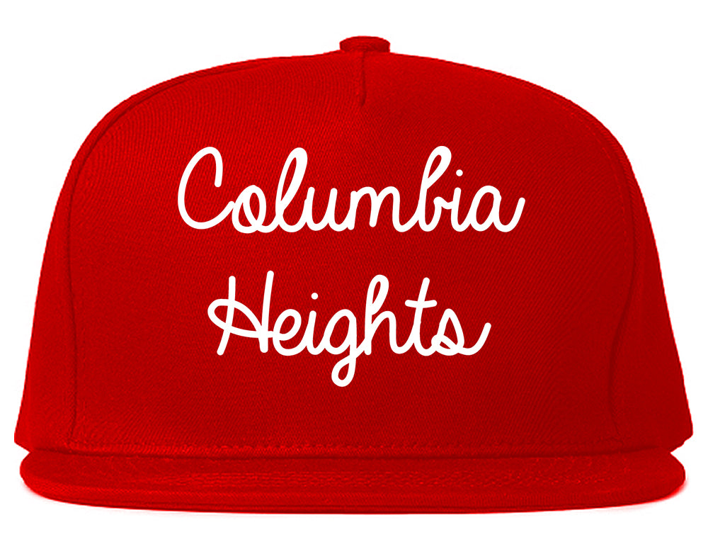 Columbia Heights Minnesota MN Script Mens Snapback Hat Red