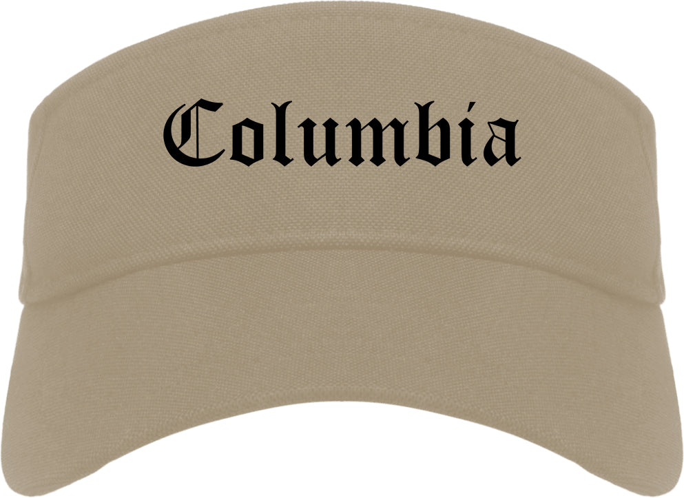 Columbia Illinois IL Old English Mens Visor Cap Hat Khaki