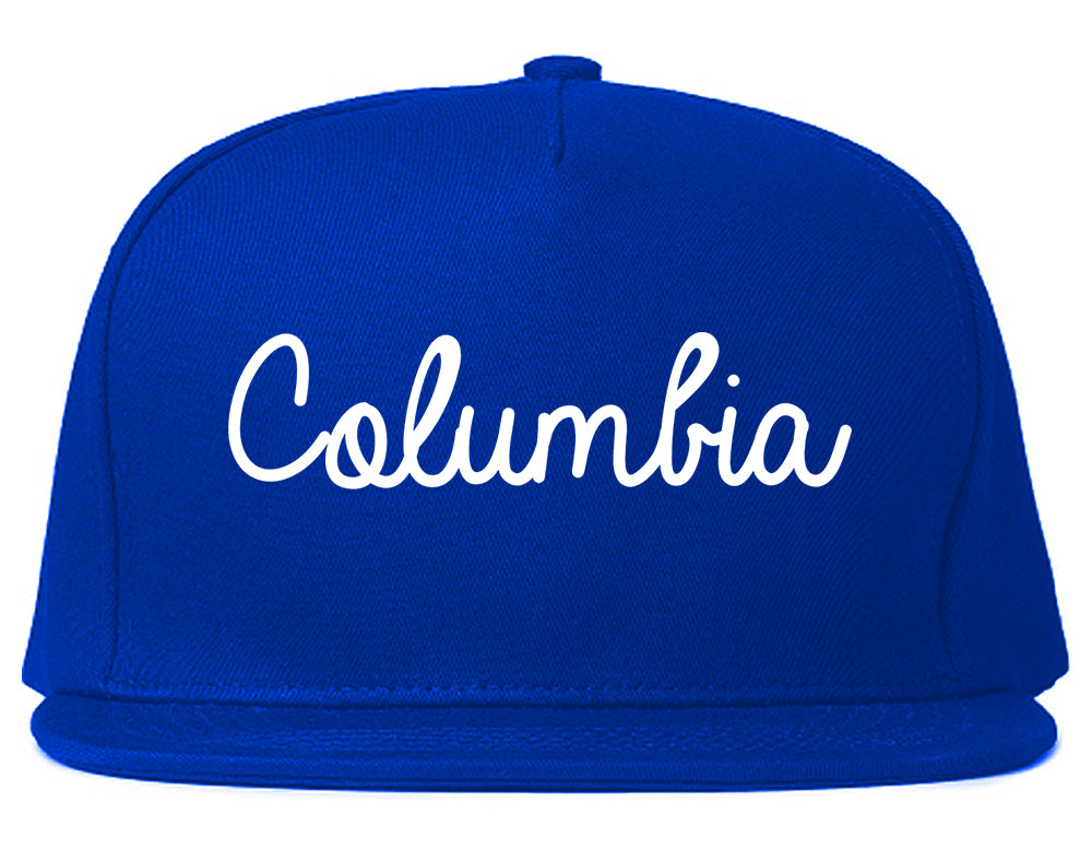 Columbia Mississippi MS Script Mens Snapback Hat Royal Blue