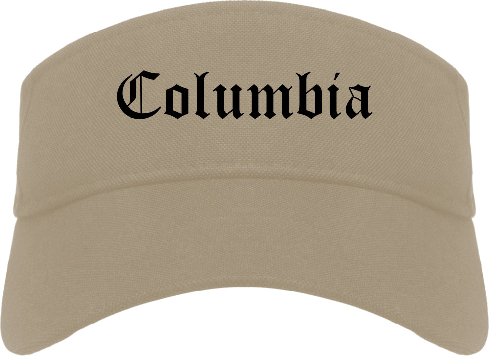 Columbia Mississippi MS Old English Mens Visor Cap Hat Khaki