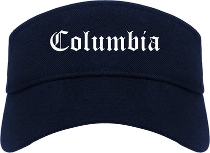 Columbia Mississippi MS Old English Mens Visor Cap Hat Navy Blue