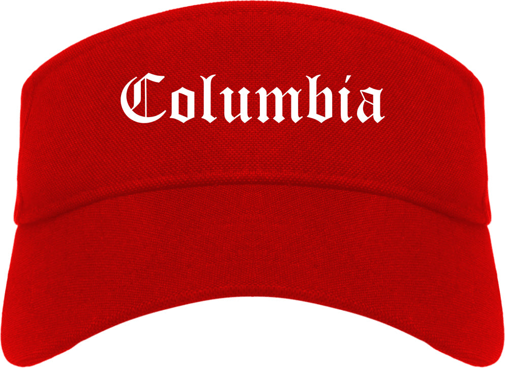 Columbia Mississippi MS Old English Mens Visor Cap Hat Red