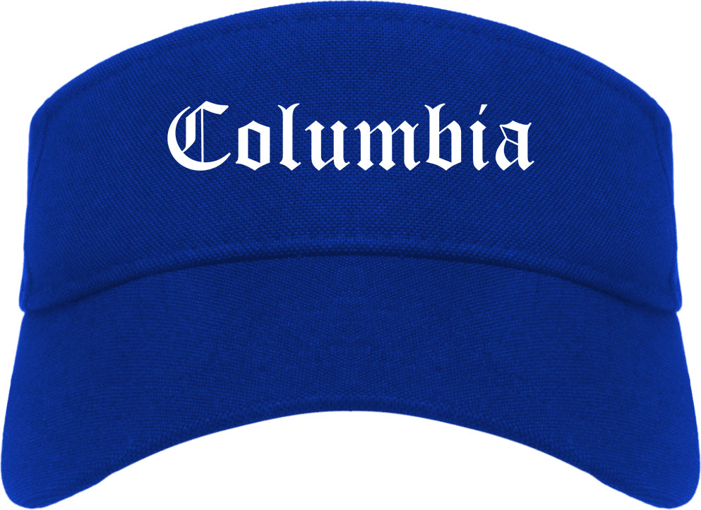 Columbia Mississippi MS Old English Mens Visor Cap Hat Royal Blue