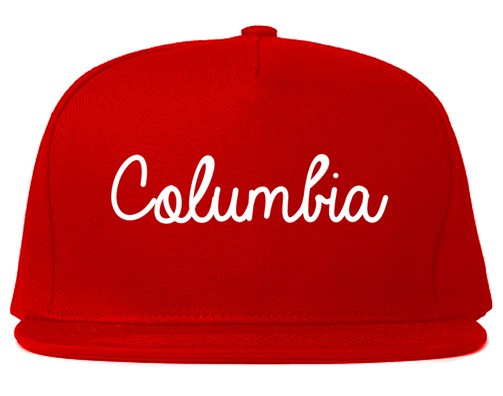 Columbia Missouri MO Script Mens Snapback Hat Red