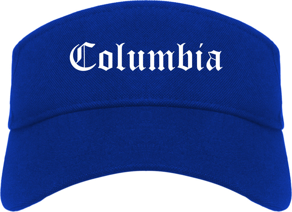 Columbia Missouri MO Old English Mens Visor Cap Hat Royal Blue