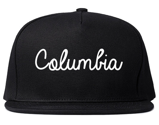 Columbia South Carolina SC Script Mens Snapback Hat Black