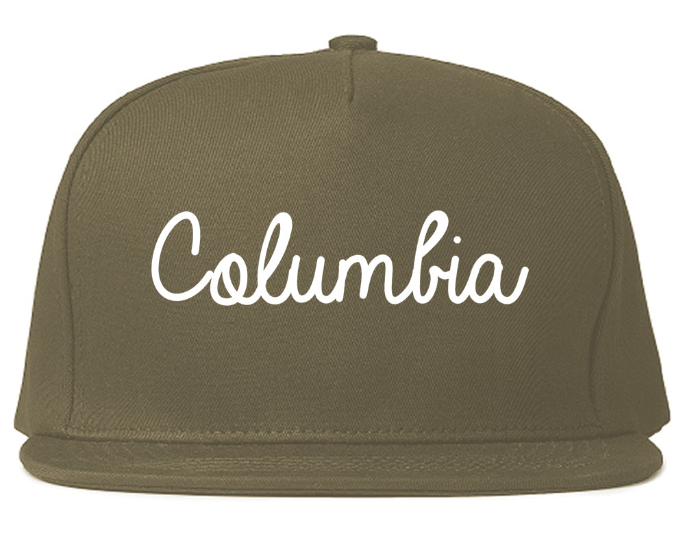 Columbia South Carolina SC Script Mens Snapback Hat Grey