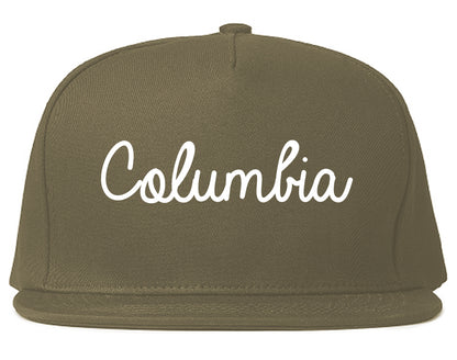 Columbia South Carolina SC Script Mens Snapback Hat Grey