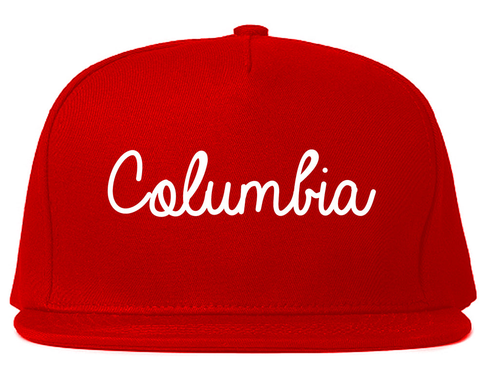 Columbia South Carolina SC Script Mens Snapback Hat Red