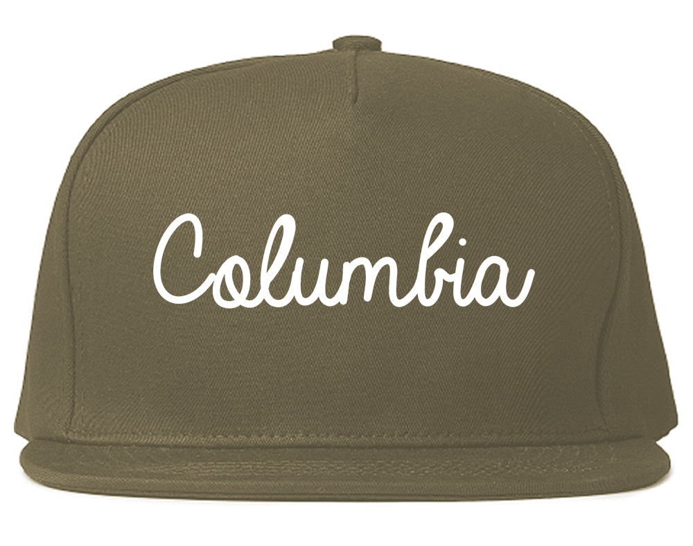 Columbia Tennessee TN Script Mens Snapback Hat Grey
