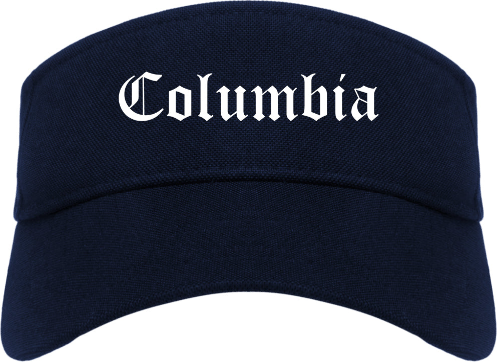 Columbia Tennessee TN Old English Mens Visor Cap Hat Navy Blue