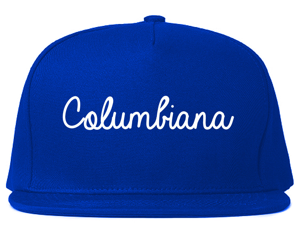 Columbiana Ohio OH Script Mens Snapback Hat Royal Blue