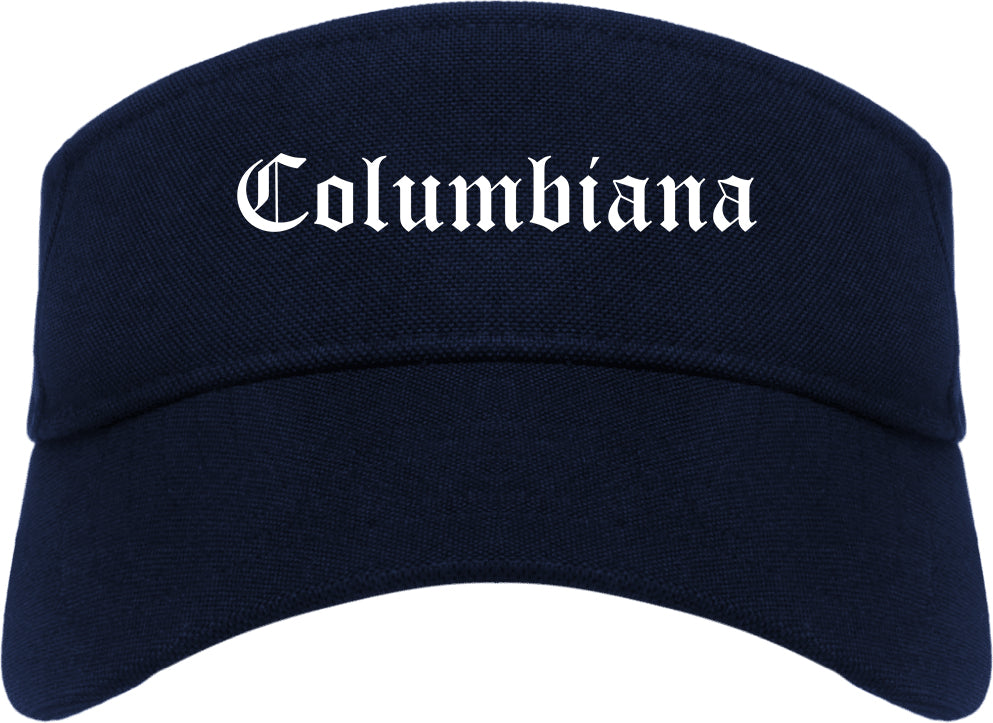 Columbiana Ohio OH Old English Mens Visor Cap Hat Navy Blue