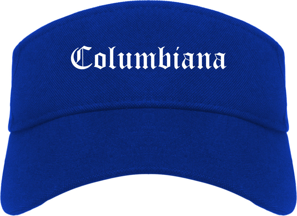 Columbiana Ohio OH Old English Mens Visor Cap Hat Royal Blue