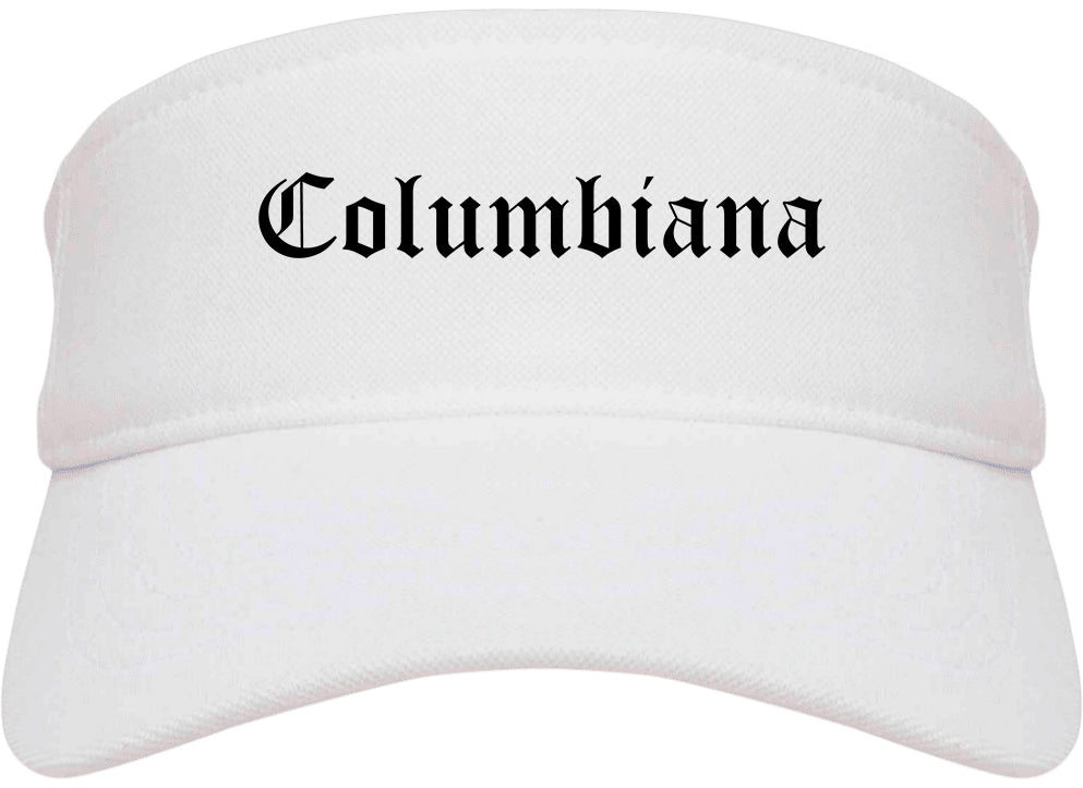 Columbiana Ohio OH Old English Mens Visor Cap Hat White