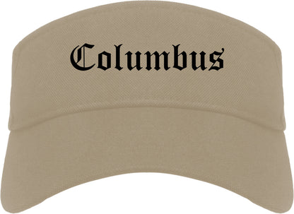 Columbus Georgia GA Old English Mens Visor Cap Hat Khaki