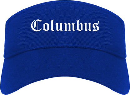 Columbus Georgia GA Old English Mens Visor Cap Hat Royal Blue