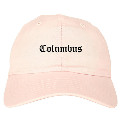 Columbus Indiana IN Old English Mens Dad Hat Baseball Cap Pink