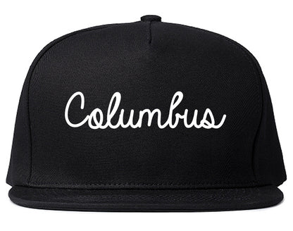 Columbus Indiana IN Script Mens Snapback Hat Black