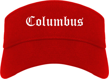 Columbus Indiana IN Old English Mens Visor Cap Hat Red