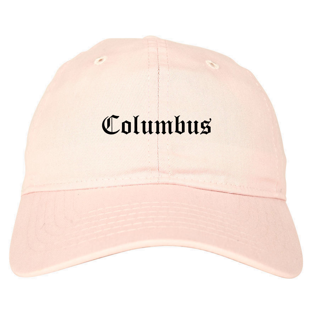 Columbus Mississippi MS Old English Mens Dad Hat Baseball Cap Pink