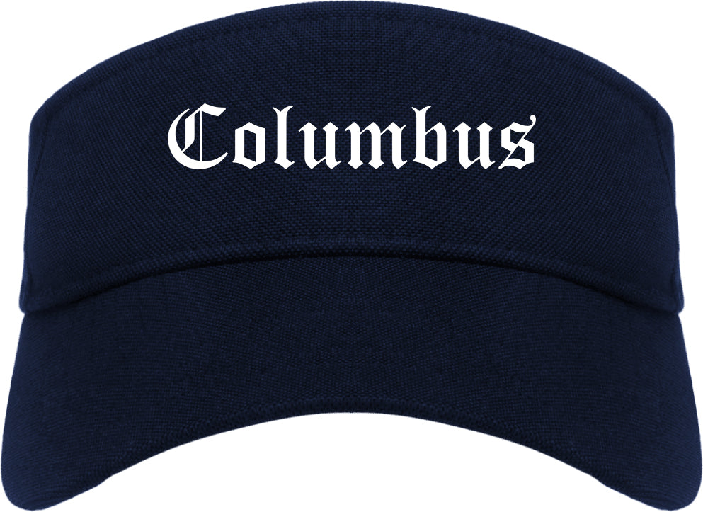 Columbus Mississippi MS Old English Mens Visor Cap Hat Navy Blue