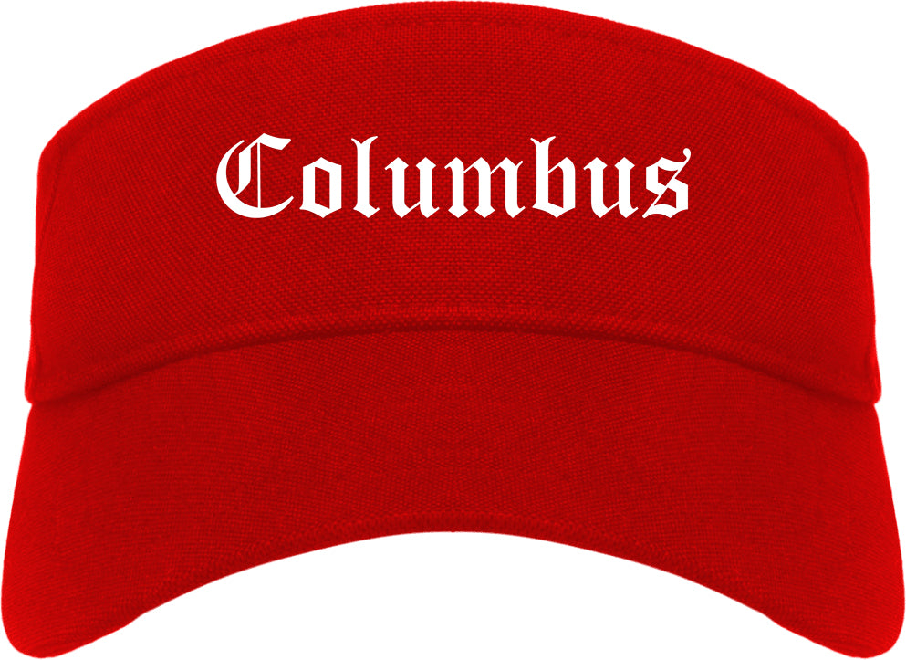 Columbus Mississippi MS Old English Mens Visor Cap Hat Red