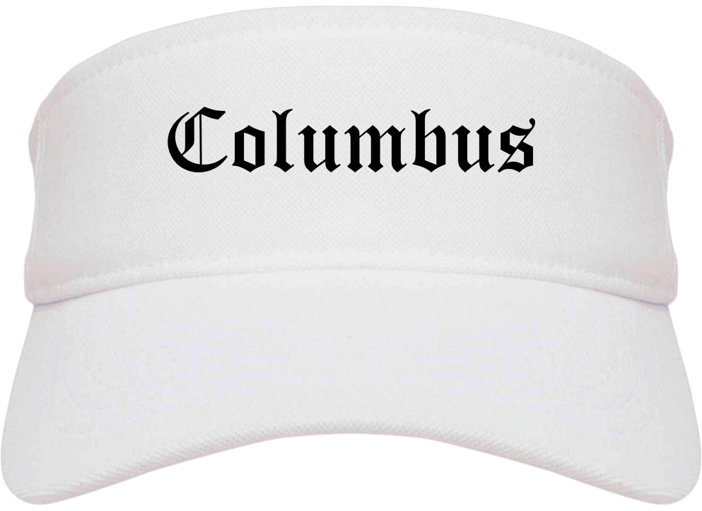 Columbus Mississippi MS Old English Mens Visor Cap Hat White