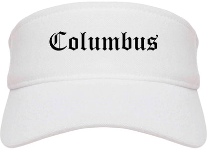 Columbus Mississippi MS Old English Mens Visor Cap Hat White