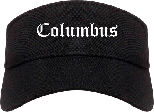 Columbus Nebraska NE Old English Mens Visor Cap Hat Black