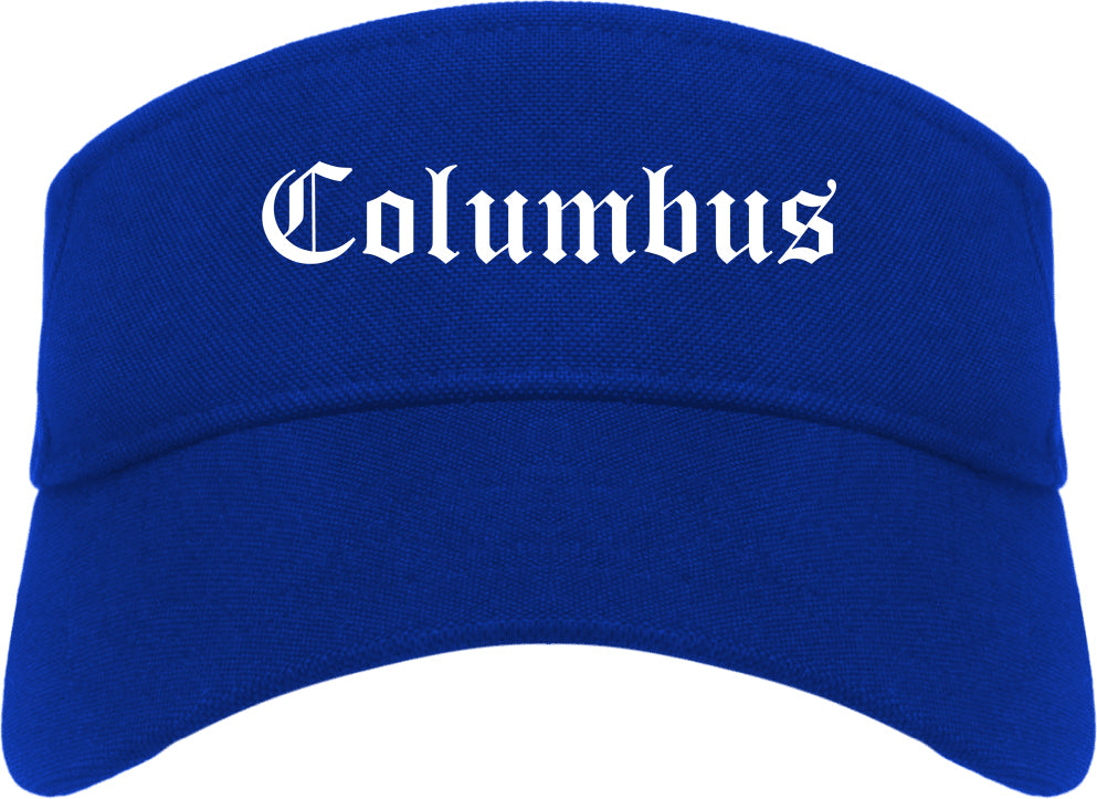 Columbus Nebraska NE Old English Mens Visor Cap Hat Royal Blue