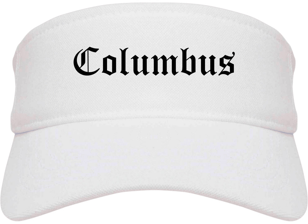 Columbus Nebraska NE Old English Mens Visor Cap Hat White
