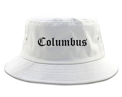 Columbus Ohio OH Old English Mens Bucket Hat White