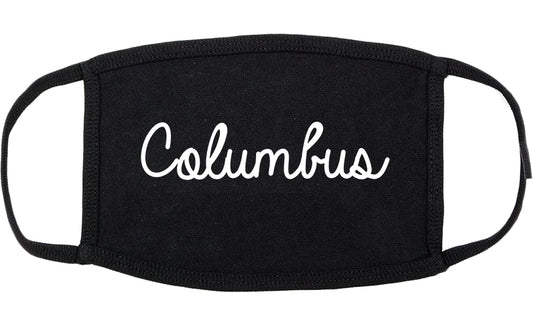 Columbus Wisconsin WI Script Cotton Face Mask Black