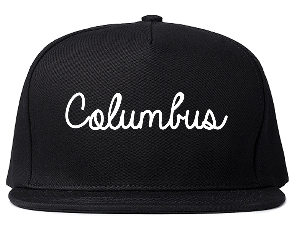 Columbus Wisconsin WI Script Mens Snapback Hat Black
