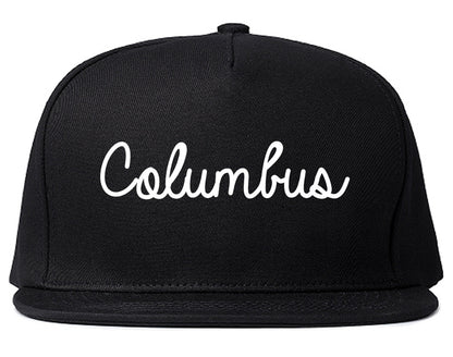 Columbus Wisconsin WI Script Mens Snapback Hat Black