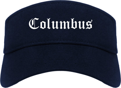 Columbus Wisconsin WI Old English Mens Visor Cap Hat Navy Blue