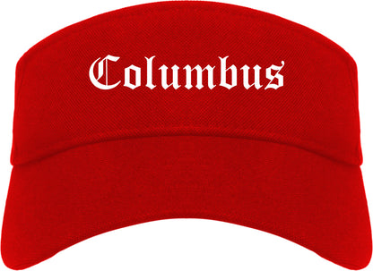 Columbus Wisconsin WI Old English Mens Visor Cap Hat Red