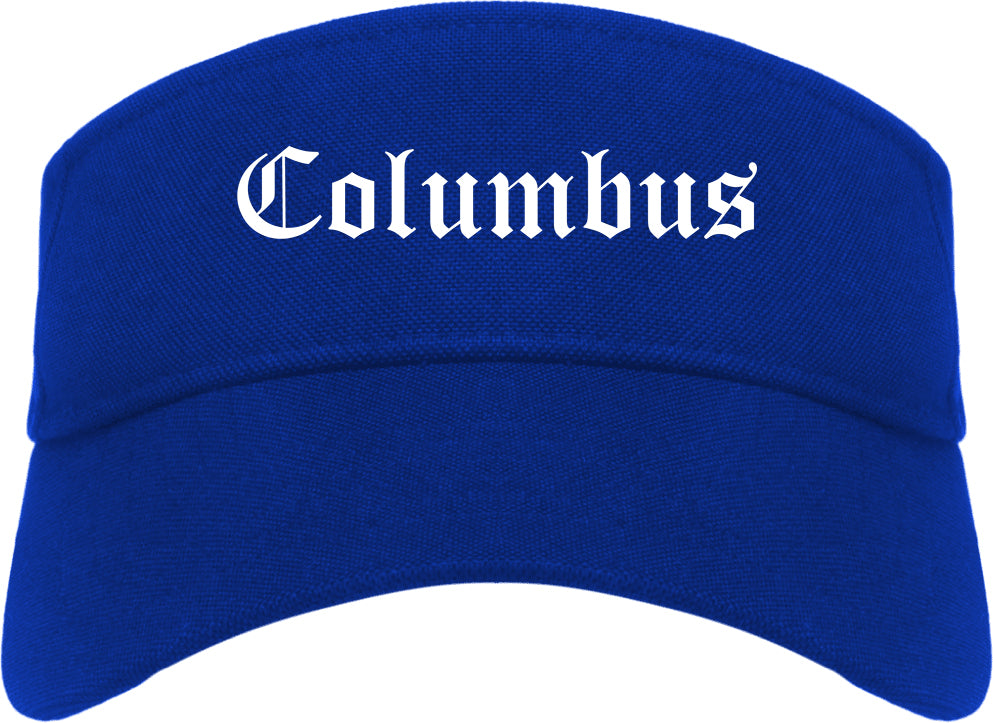 Columbus Wisconsin WI Old English Mens Visor Cap Hat Royal Blue