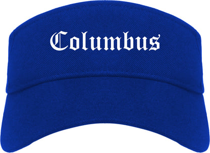 Columbus Wisconsin WI Old English Mens Visor Cap Hat Royal Blue