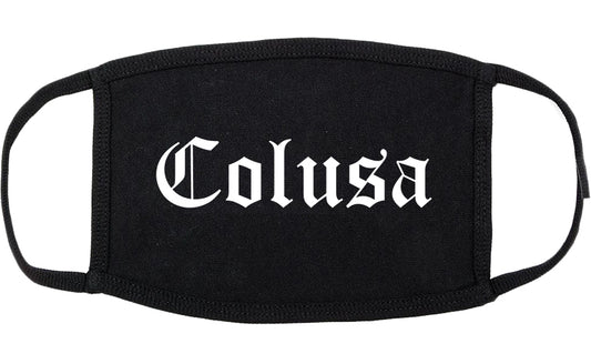 Colusa California CA Old English Cotton Face Mask Black