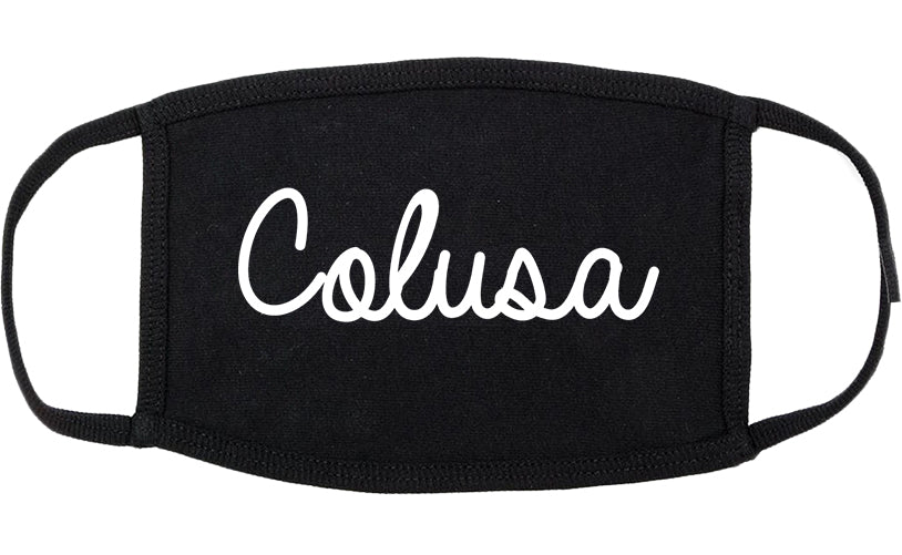 Colusa California CA Script Cotton Face Mask Black