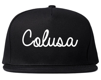 Colusa California CA Script Mens Snapback Hat Black