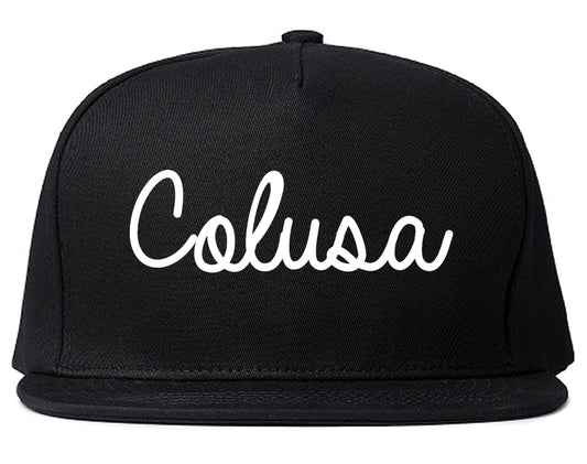 Colusa California CA Script Mens Snapback Hat Black