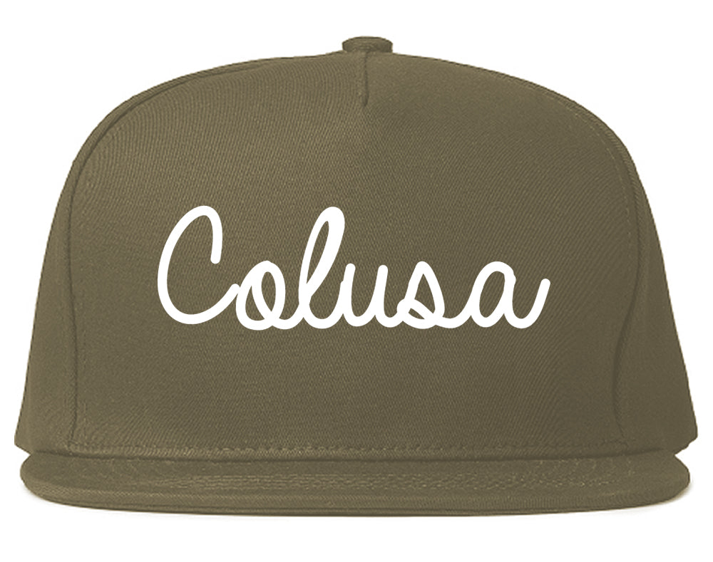 Colusa California CA Script Mens Snapback Hat Grey