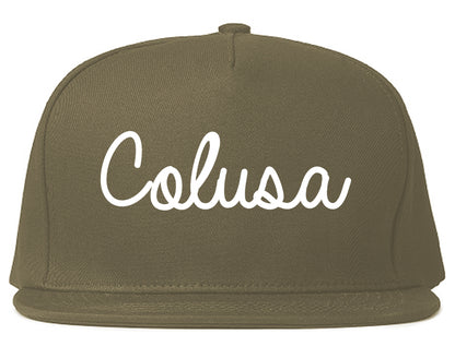 Colusa California CA Script Mens Snapback Hat Grey