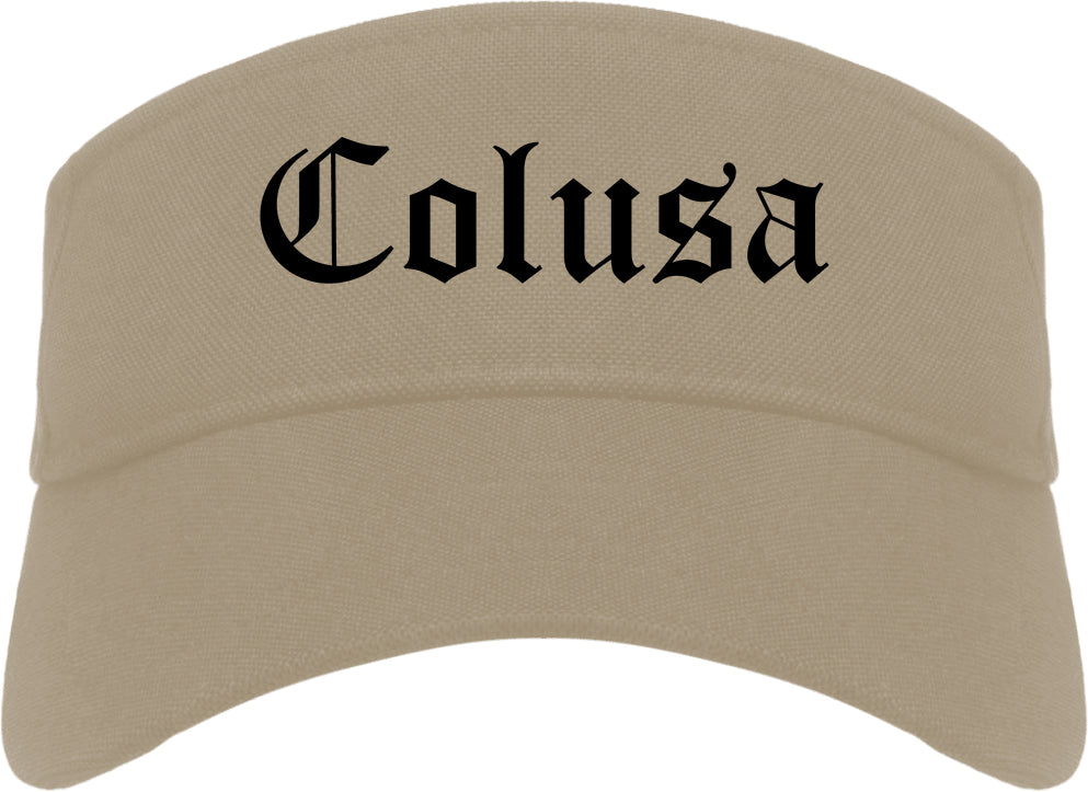 Colusa California CA Old English Mens Visor Cap Hat Khaki
