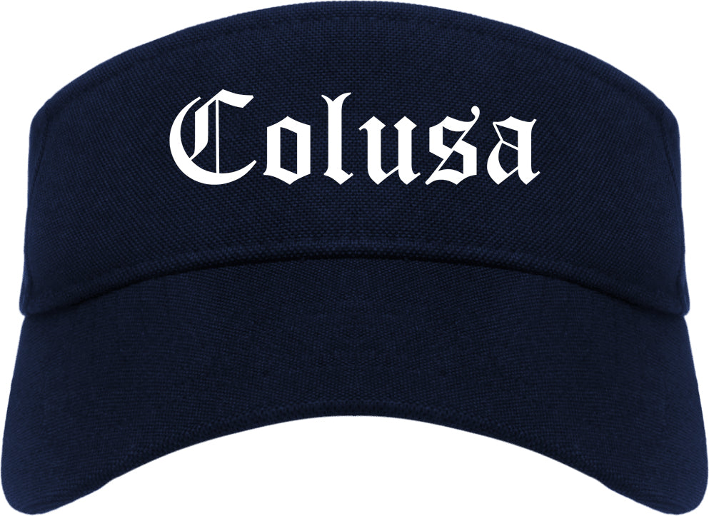 Colusa California CA Old English Mens Visor Cap Hat Navy Blue