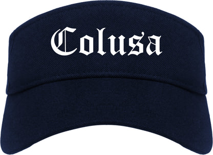 Colusa California CA Old English Mens Visor Cap Hat Navy Blue